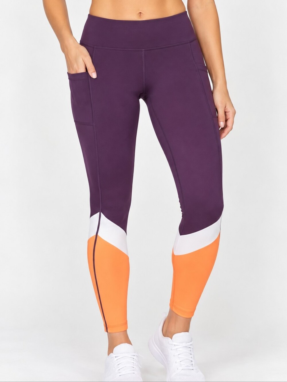 REEBOK | Women’s Purple White & Orange Colorblock Athletic Leggings Size M